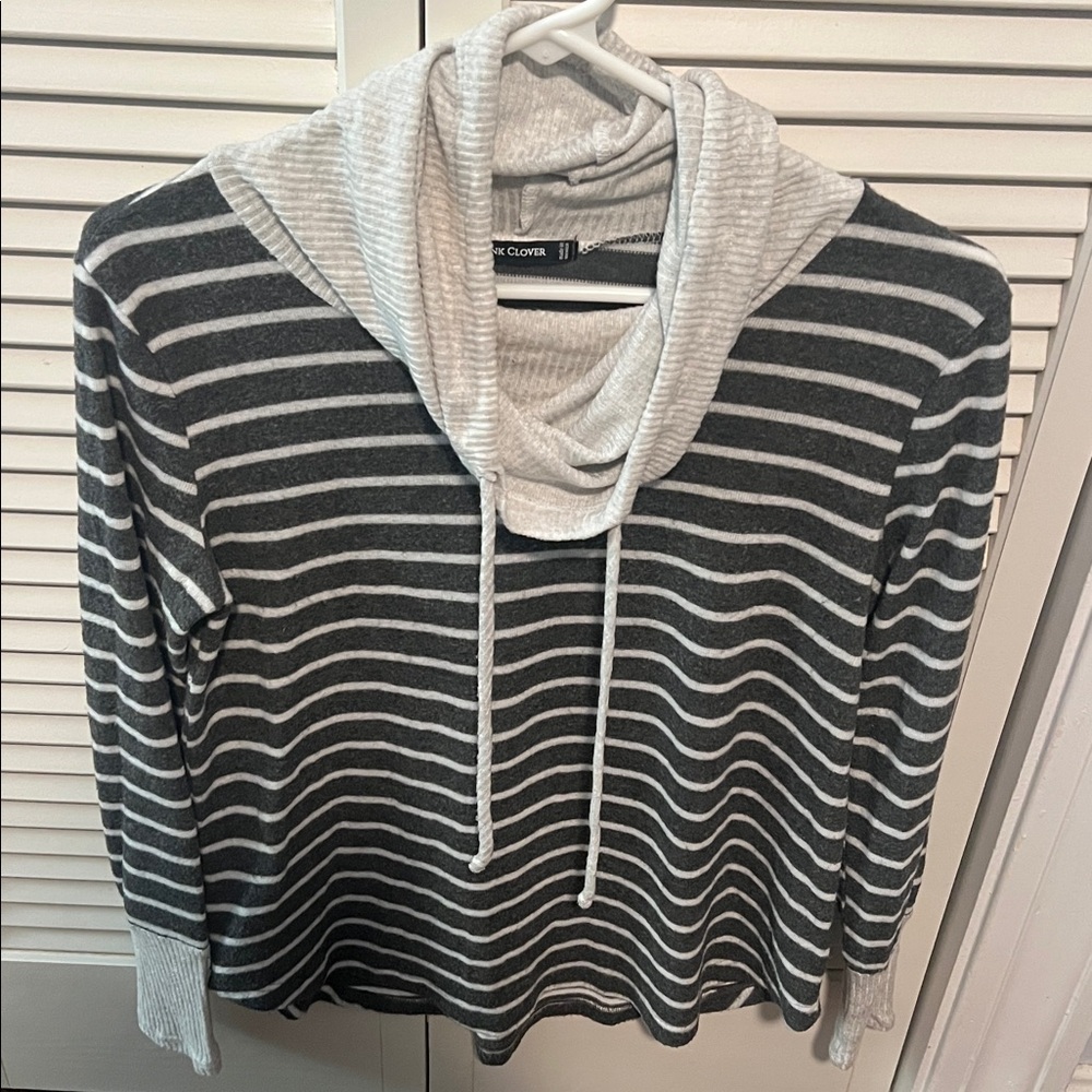 Striped Gray and White Women’s Sweater